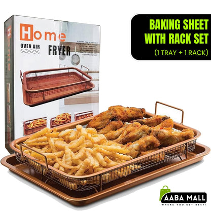Stainless Steel Baking Tray with Cooling Rack | Grill Basket & Grid for Baking, Grilling & Cooling