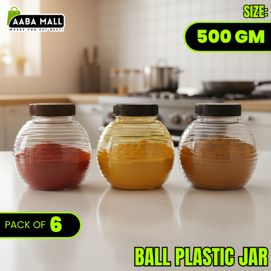 ball jar, 500gm jar, plastic container, airtight jar, food storage jar, kitchen organizer, BPA free jar, transparent jar, snack jar, round jar
