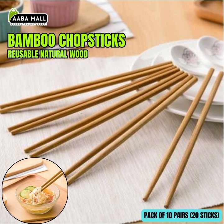 Pack of 10 pairs bamboo chop sticks