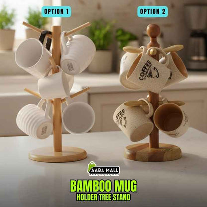 Bamboo Mug Holder Tree Stand – Wooden Mug Storage Rack for Kitchen Counter & Cup Organizer