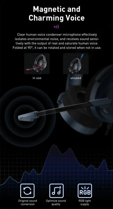 BASEUS D05 3D Stereo Gaming Headphone USB/Type-C Wired Headset with Colorful LED & HD Microphone – Original