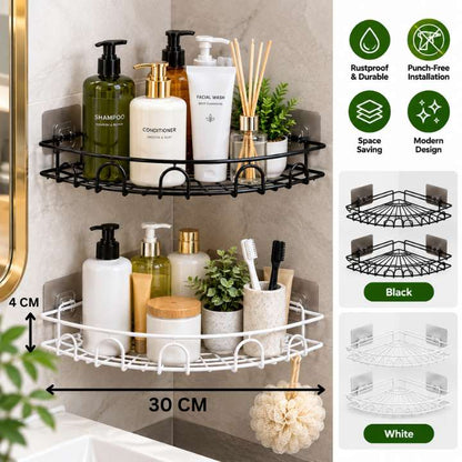 Black wall mounted bathroom corner shelf pack of 2 rustproof shower caddy organizer for shampoo soap and toiletries storage