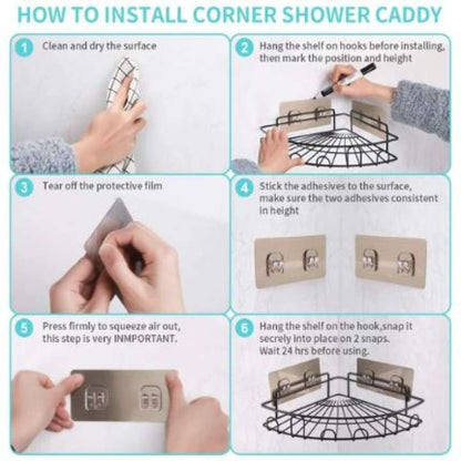 Black wall mounted bathroom corner shelf pack of 2 rustproof shower caddy organizer for shampoo soap and toiletries storage