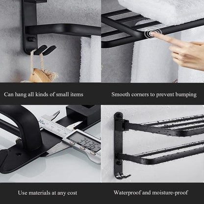 Wall mounted aluminum alloy bathroom towel rack with double bars