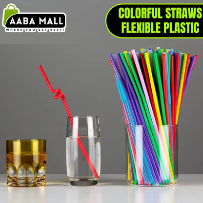 Flexible Colorful Drinking Straw Pack OF 100 - Multi color