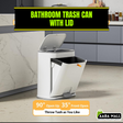 Bathroom Dust Bin Trash Can with Lid ? Plastic Press Top Garbage Bin for Kitchen, Bedroom, Living Room & Office