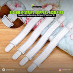 Bed sheet straps grippers fasteners on a wooden surface with AABA MALL branding.