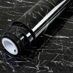 Black Marble Sticker Thicken Waterproof Self-Adhesive for Countertops Removable Peel and Stick Wallpaper Wall DIY Design for Kitchens - AABA MALL