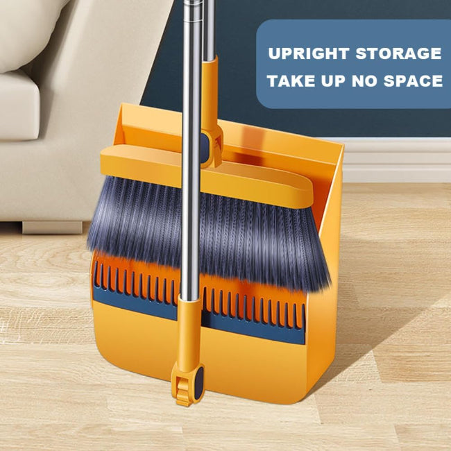 Dustpan with built-in comb and sturdy broom
