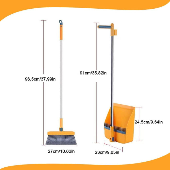 Upright broom and dustpan set with long handles