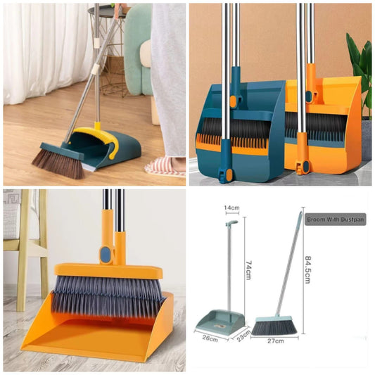 Broom and Dustpan Set with Long Handle