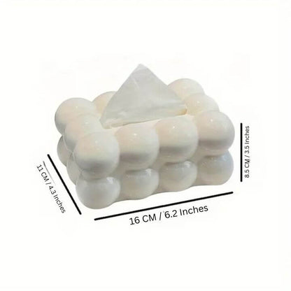 White foam block with a pyramid on top, showing measurements on a white background