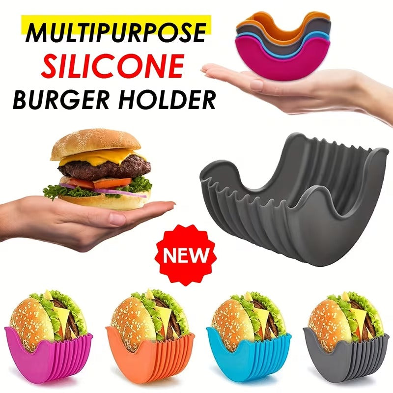 Pack of 3 Burger Holder Clips ? Reusable Silicone Sandwich & Burger Holders