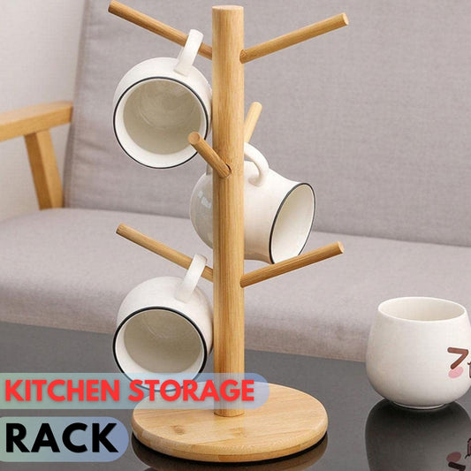Wood Kitchen Storage Rack Mug Rack Tree Bamboo Mug Stand Storage Organizer Bamboo Mug Holder Stand Wooden Mug Holder Tree Design Mug Storage Rack