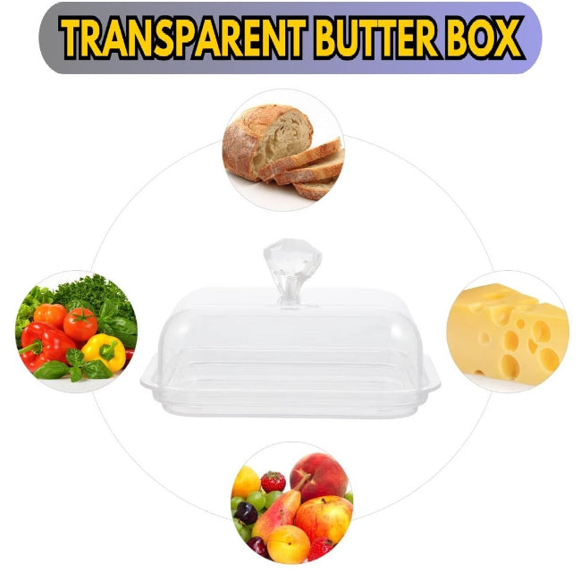 Acrylic Butter Dish With Plastic Lid and Knob Fridge Storage - AABA MALL