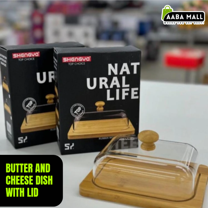 Butter Box & Cheese Serving Tray with Lid ? Food Storage Container for Kitchen & Dining
