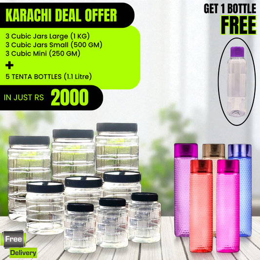 Affordable Kitchen Jar Set with Water Bottles – Karachi Deal