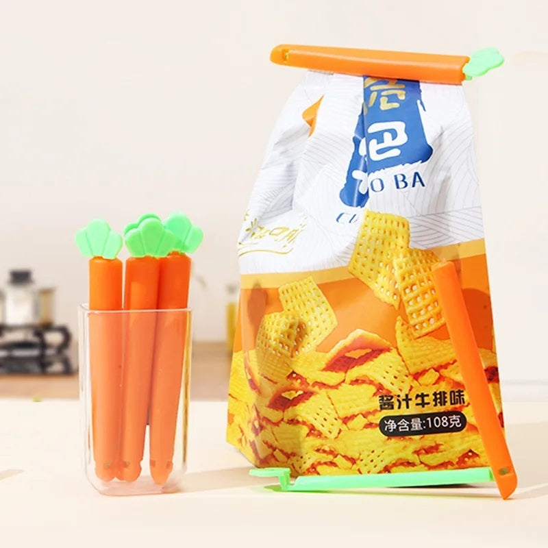 5 Pcs Carrot Shape Packaging Sealing Clip For Kitchen Plastic Box with Magnet Sealing - AABA MALL