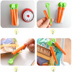 5 Pcs Carrot Shape Packaging Sealing Clip For Kitchen Plastic Box with Magnet Sealing - AABA MALL