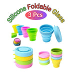 3 Pcs Silicone Portable Foldable Glass Cup - AABA MALL