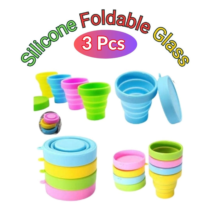 3 Pcs Silicone Portable Foldable Glass Cup - AABA MALL
