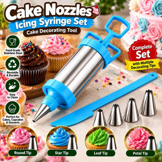 Cake Nozzles Icing Syringe Set with decorating tips for cake frosting, cupcake decoration, pastry icing, and DIY baking designs