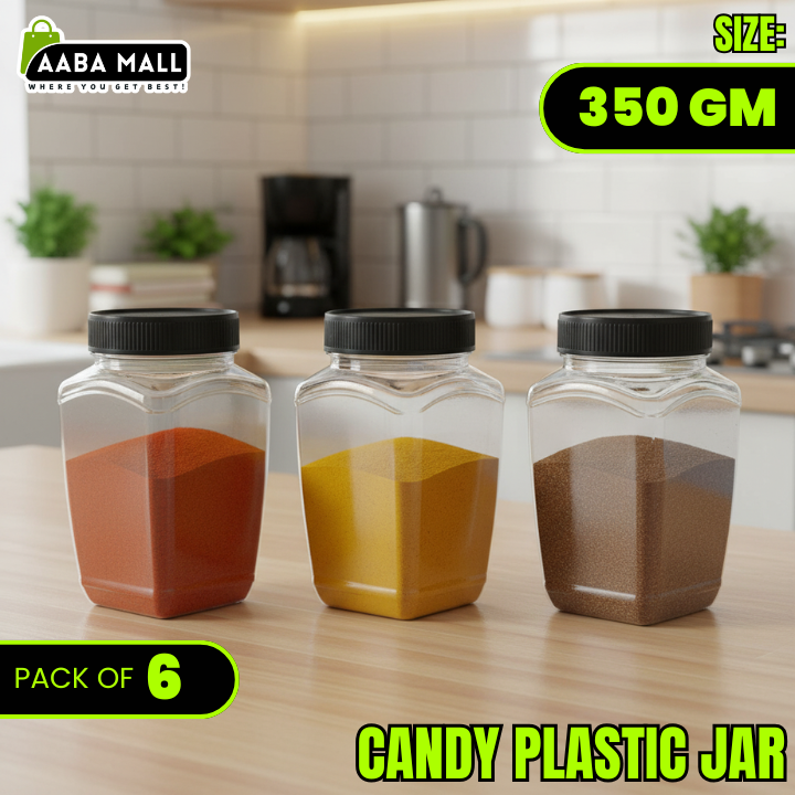 candy jar, 350gm jar, plastic container, airtight jar, food storage jar, BPA free jar, transparent jar, snack jar, spice jar, kitchen organizer

