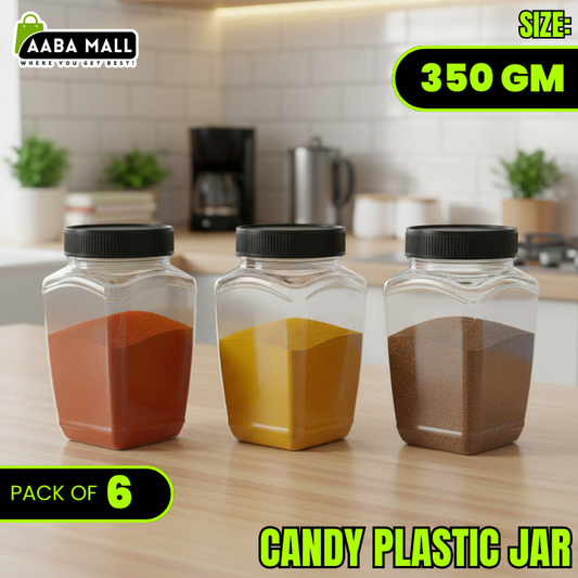candy jar, 350gm jar, plastic container, airtight jar, food storage jar, BPA free jar, transparent jar, snack jar, spice jar, kitchen organizer
