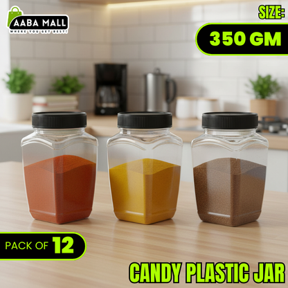 candy jar, 350gm jar, plastic container, airtight jar, food storage jar, BPA free jar, transparent jar, snack jar, spice jar, kitchen organizer
