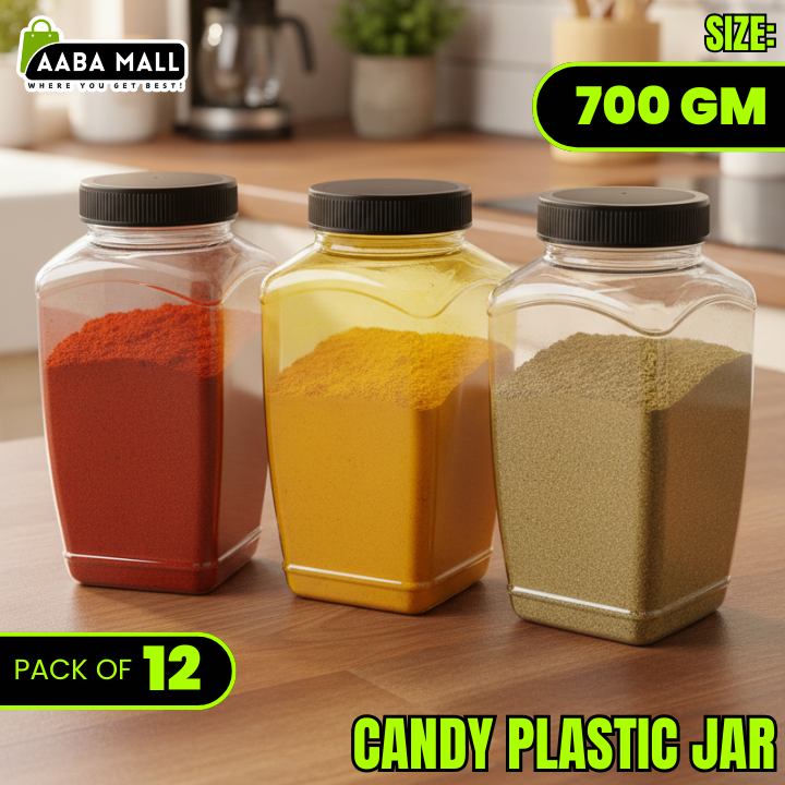 candy jar, 700gm jar, plastic container, airtight jar, food storage jar, kitchen organizer, BPA free jar, transparent jar, snack jar