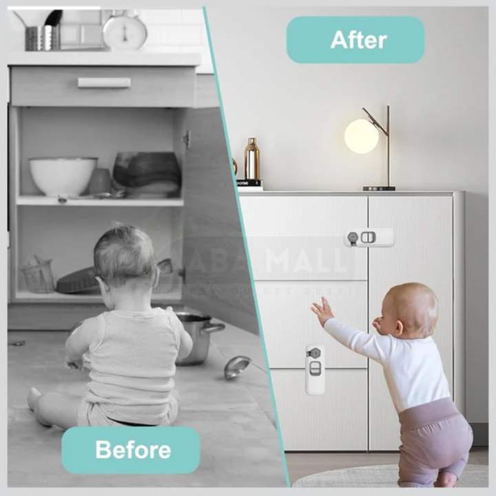 [Pack of 2] - Child Safety Wardrobe Lock – Baby Proof Self Adhesive Cabinet, Drawer & Cupboard Lock for Kids Protection