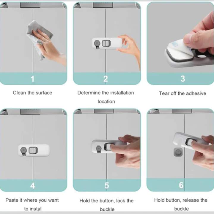 [Pack of 2] - Child Safety Wardrobe Lock – Baby Proof Self Adhesive Cabinet, Drawer & Cupboard Lock for Kids Protection