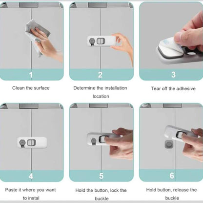 [Pack of 2] - Child Safety Wardrobe Lock – Baby Proof Self Adhesive Cabinet, Drawer & Cupboard Lock for Kids Protection