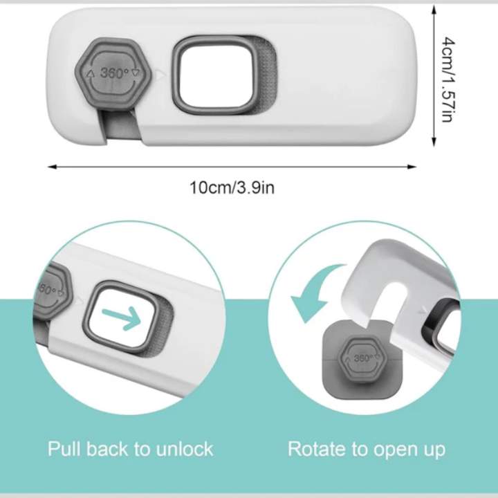 [Pack of 2] - Child Safety Wardrobe Lock – Baby Proof Self Adhesive Cabinet, Drawer & Cupboard Lock for Kids Protection