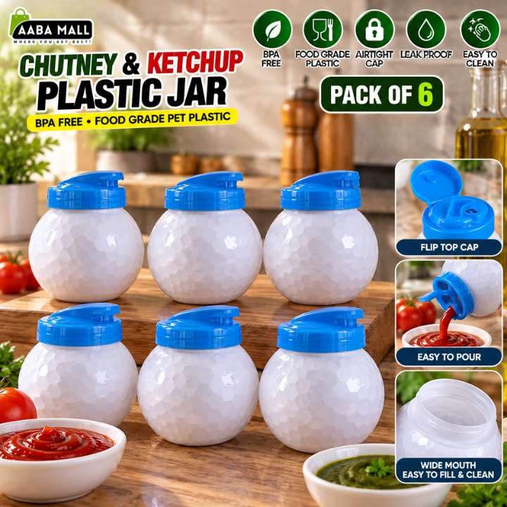 Chutney & Ketchup Plastic Jar BPA-Free PET Food Grade Container | Airtight Sauce Storage Jar | Reusable Condiment Bottle | Durable Kitchen Storage Container
