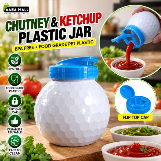 Chutney & Ketchup Plastic Jar BPA-Free PET Food Grade Container | Airtight Sauce Storage Jar | Reusable Condiment Bottle | Durable Kitchen Storage Container