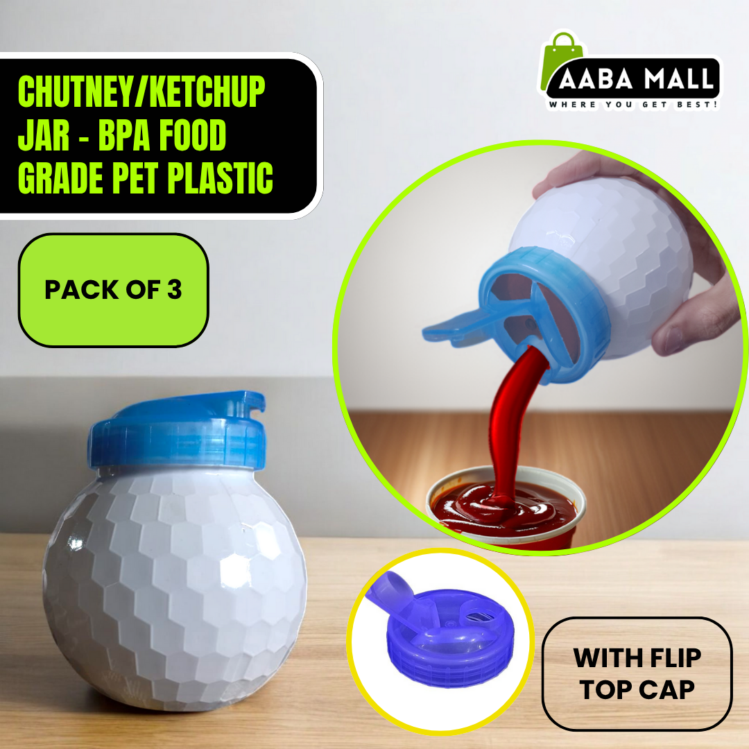 Chutney/Ketchup Jar | BPA-Free Food Grade PET Plastic Container | Safe & Durable Storage Jar for Sauces, Dips & Condiments