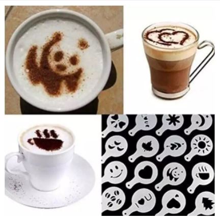 Coffee And Cake Food Decorating Stencil - White- Pack Of 16