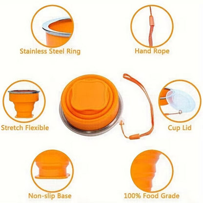 Silicone expandable water cup with lid