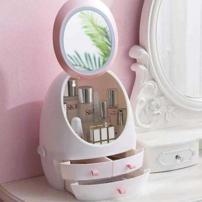 Compact Cosmetic Organizer for Daily Use | Mirror Makeup Storage Box & Cosmetic Organizer Case