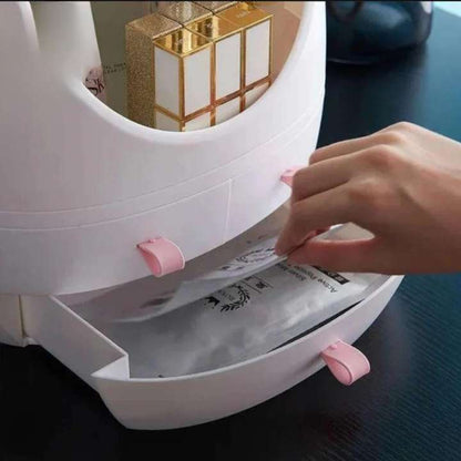 Compact Cosmetic Organizer for Daily Use | Mirror Makeup Storage Box & Cosmetic Organizer Case