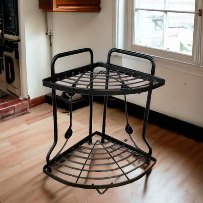 2 layer metal corner rack kitchen storage