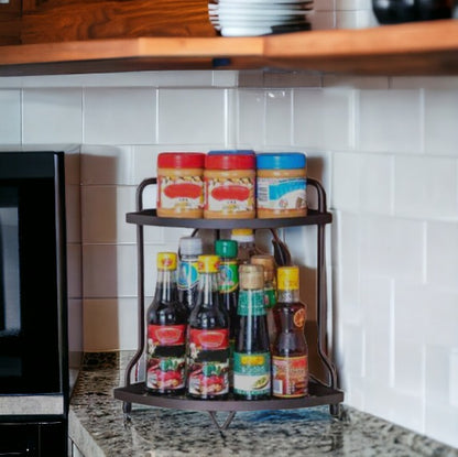 2 layer metal corner rack kitchen storage