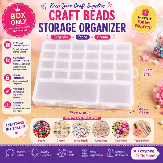 DIY Craft beads storage Organizer for Girls – Jewellery Beads Box, Clay Beads, Seed Beads, Bracelet Craft Kit