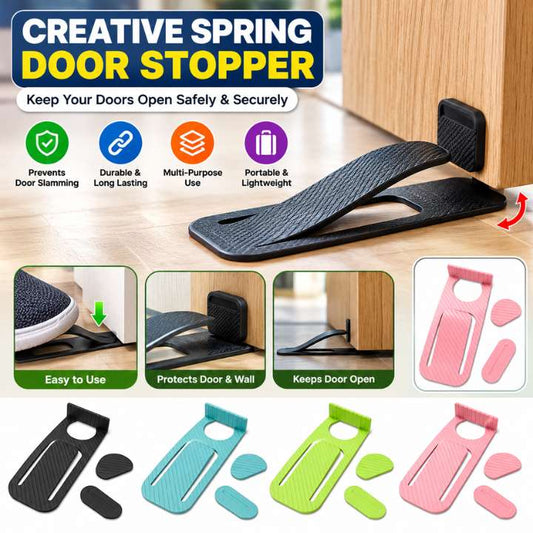 Creative Spring Door Stopper | Multifunction Door Knob Protector & Door Wedge Holder | Anti-Slam Door Stopper | Anti-Collision Door Retainer for Home & Office