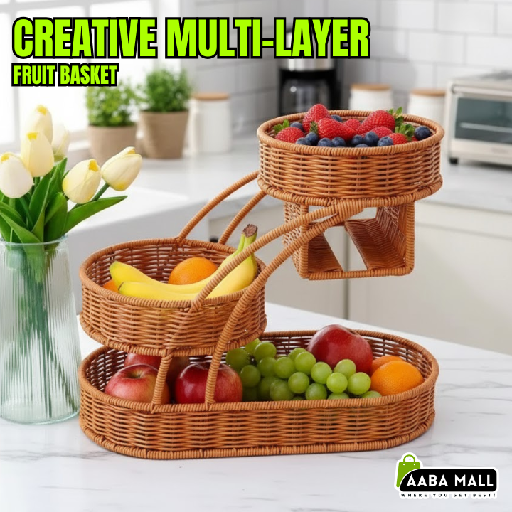 Rattan multi-layer fruit rack Chinese style