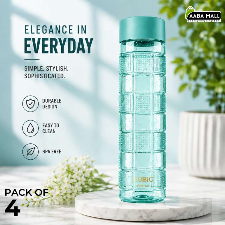 Cubic Water Bottle 1000 ML | Refrigerator Friendly | Durable Plastic Water Bottle | Made in Pakistan | Stylish Household & Kitchen Bottle