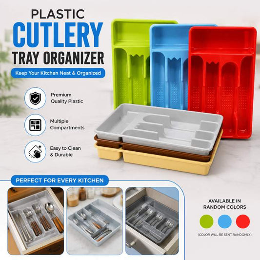Cutlery Tray Organizer for Kitchen Drawer | BPA-Free Plastic Spoon Fork Knife Holder | Multi-Section Drawer Organizer