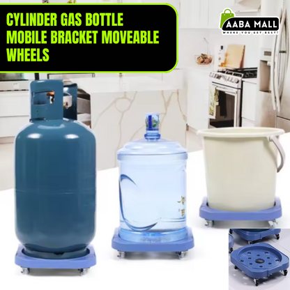 Stainless Steel Gas Cylinder Trolley Stand – Mobile Base with Caster Wheels for Easy Movement – Heavy-Duty Cylinder Holder Pallet Plate for Home & Commercial Use