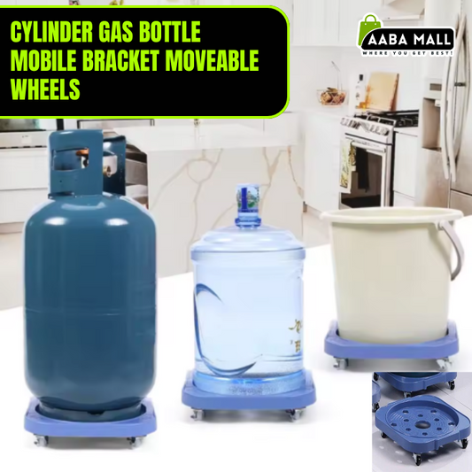 Stainless Steel Gas Cylinder Trolley Stand – Mobile Base with Caster Wheels for Easy Movement – Heavy-Duty Cylinder Holder Pallet Plate for Home & Commercial Use